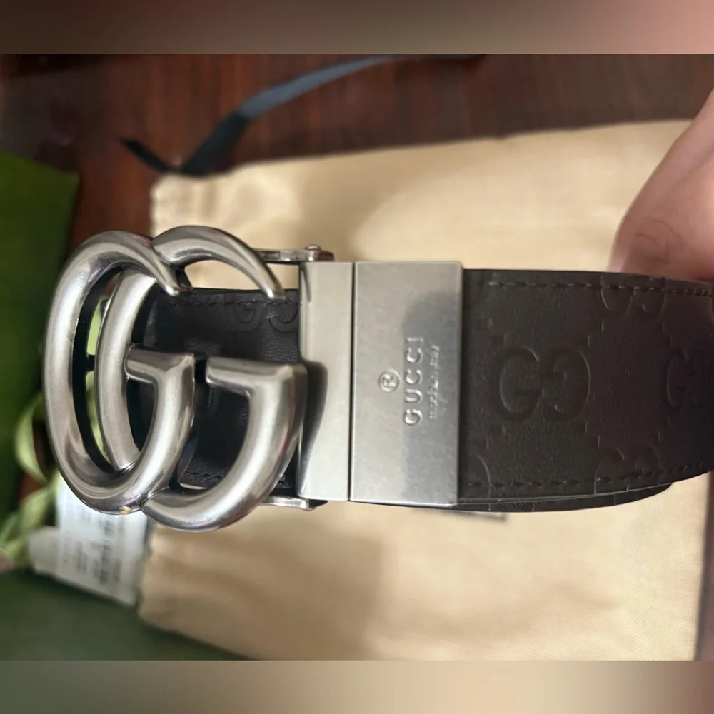 Gucci Brown GG logo belt